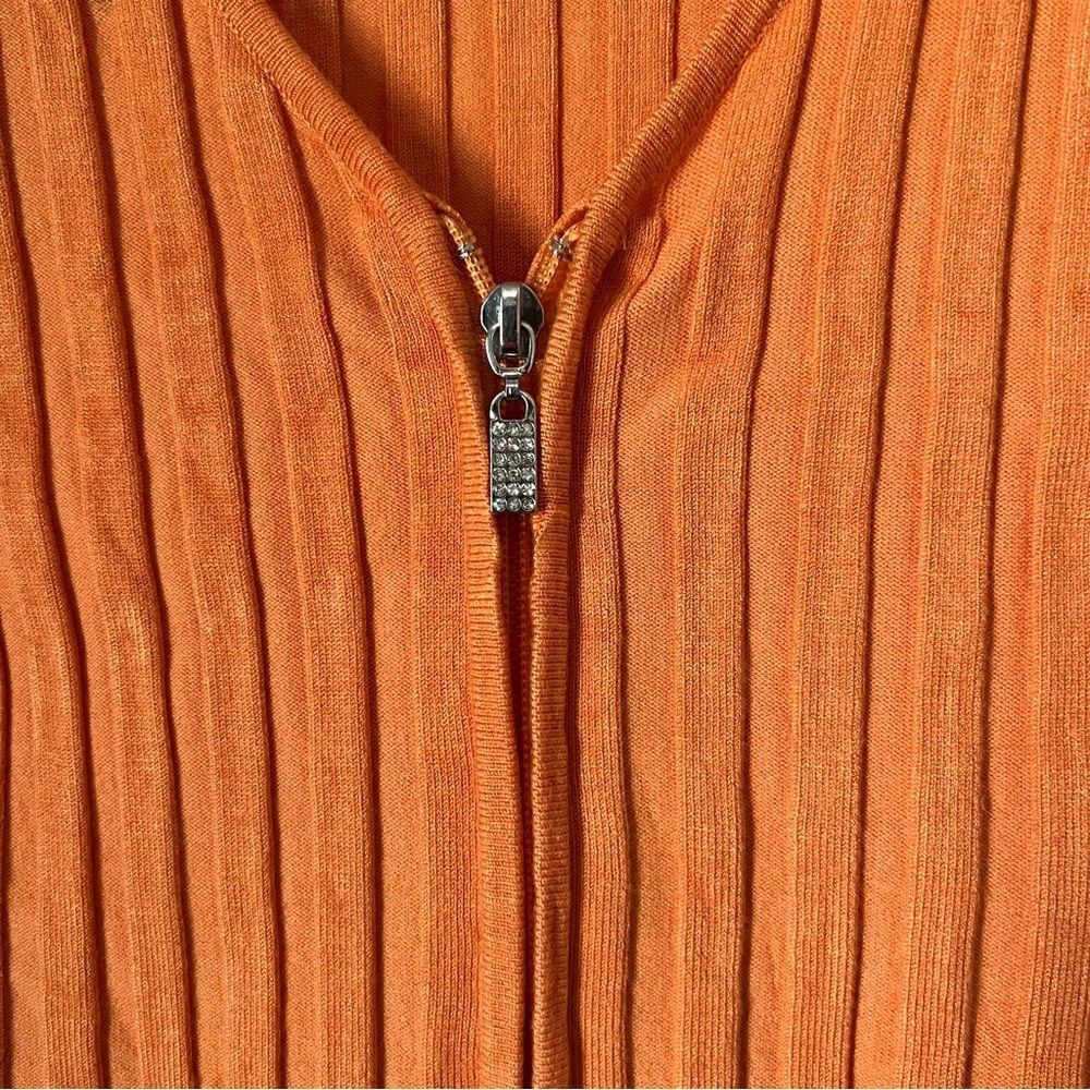 Belldini y2k Orange V-Neck Two-Way Zip Sweater Fairy Grunge‎ 2000s Ribbed Size M - Picture 3 of 9